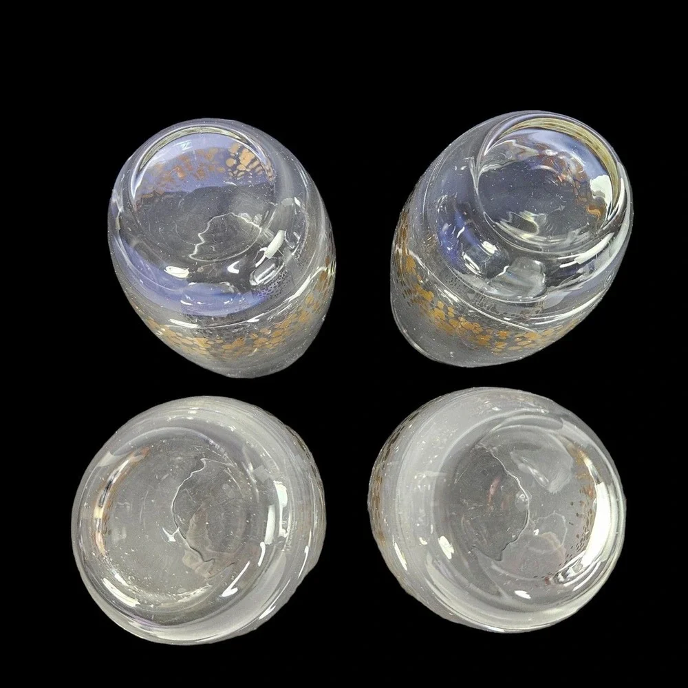 Baileys Irish Cream Low Ball Glasses Set of 4 Barware Gold Dot Confetti READ
